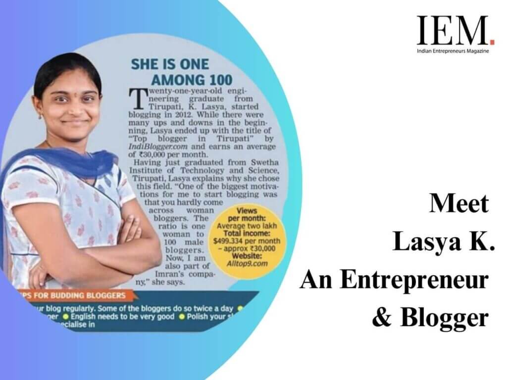 Lasya K blogger and marketer